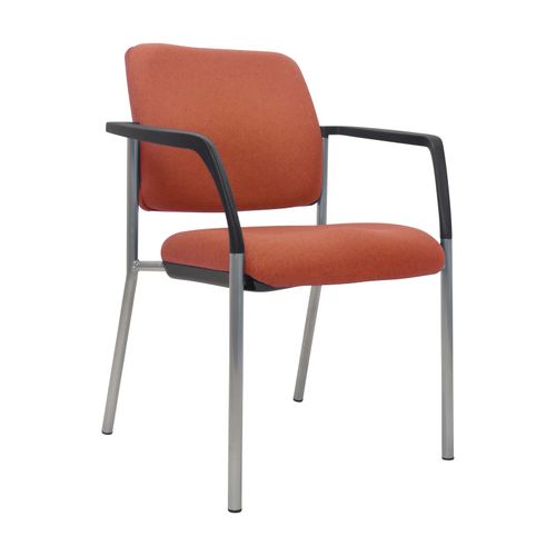 Buro Lindis Visitor Chair 4 Leg Reflective Silver Frame with Arms Rust Fabric