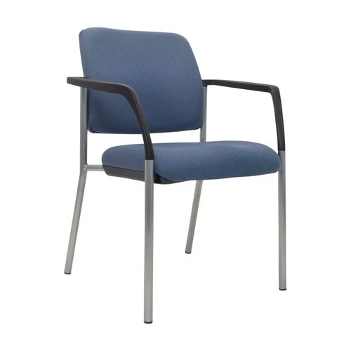Buro Lindis Visitor Chair 4 Leg Reflective Silver Frame with Arms Cobalt Fabric