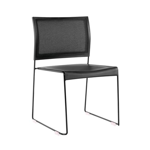 Buro Maxim Visitors Chair Sled Base No Arms Stackable Black Mesh Back
