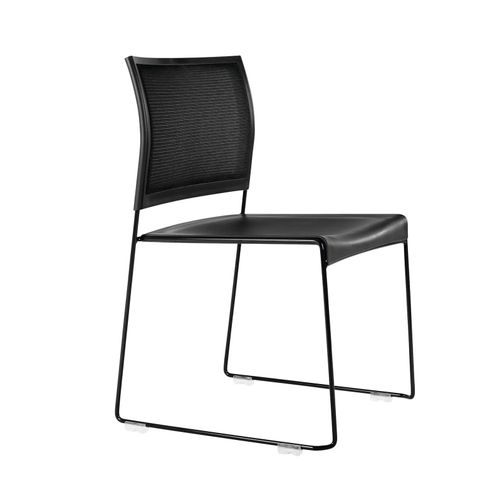 Buro Maxim Visitors Chair Sled Base No Arms Stackable Black Mesh Back