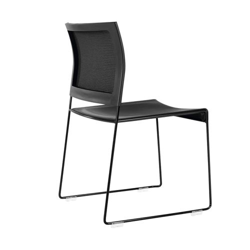 Buro Maxim Visitors Chair Sled Base No Arms Stackable Black Mesh Back