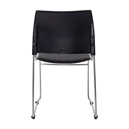 Buro Maxim Visitors Chair Reflective Silver Sled Base No Arms Stackable Black