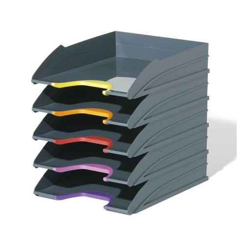 Durable Durable Varicolor Letter Trays Yellow/Orange/Red/Pink/Purple Set Of 5