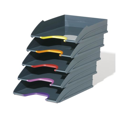 Durable Durable Varicolor Letter Trays Yellow/Orange/Red/Pink/Purple Set Of 5
