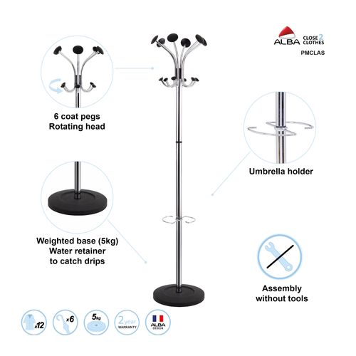 Alba Chromy Coat Rack Chrome / Black