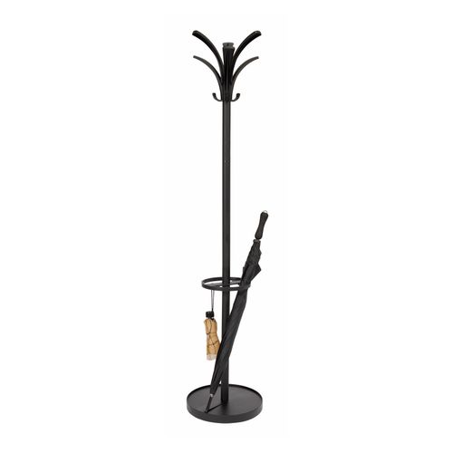 Alba Brio Coat Rack 6 Peg + 3 Hook + Umbrella Stand Black