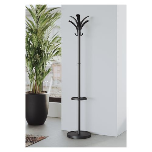Alba Brio Coat Rack 6 Peg + 3 Hook + Umbrella Stand Black