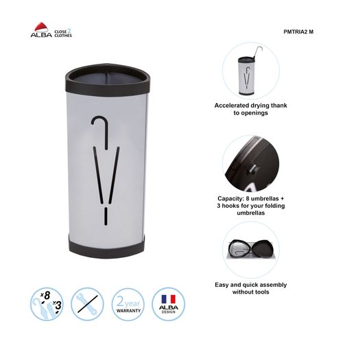 Alba Umbrella Stand Steel Silver