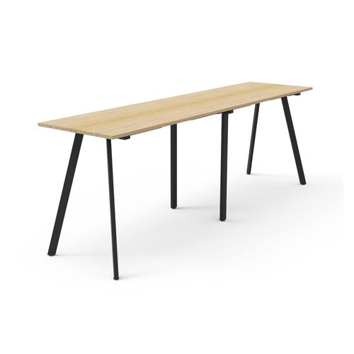 Rapid Eternity High Bar Table 3000mm Black Base Natural Oak Top
