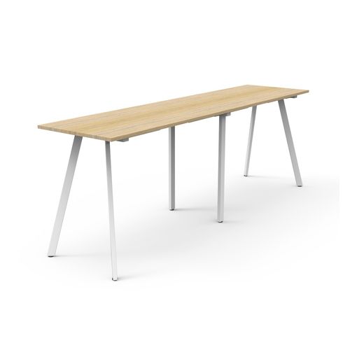 Rapid Eternity High Bar Table 3000mm White Base Natural Oak Top