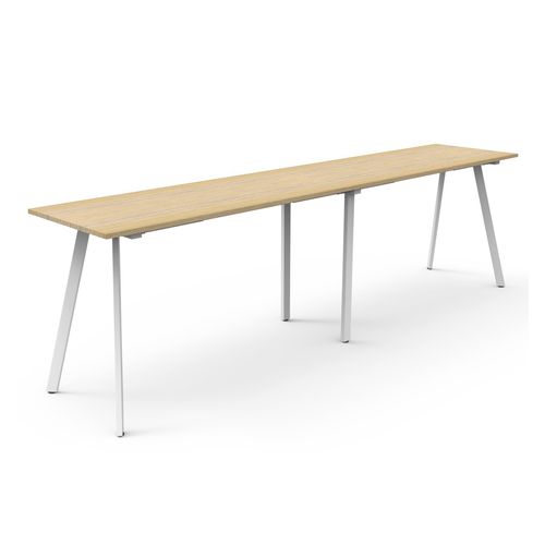 Rapid Eternity High Bar Table 3600mm White Base Natural Oak Top