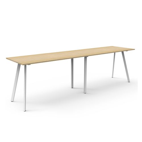 Rapid Eternity Deep High Bar Table 3600mm White Base Natural Oak Top