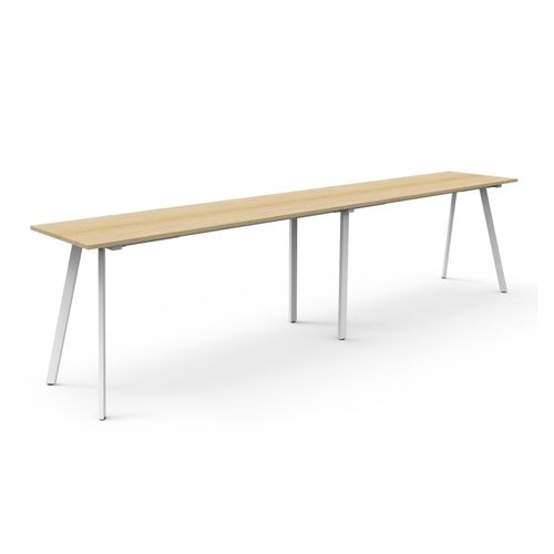 Rapid Eternity High Bar Table 4200mm White Base Natural Oak Top