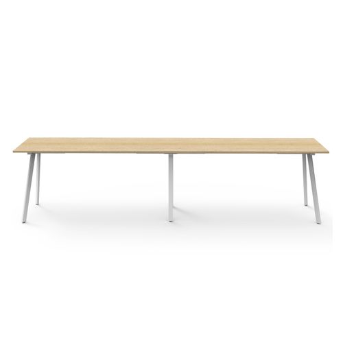 Rapid Eternity High Bar Table 4200mm White Base Natural Oak Top