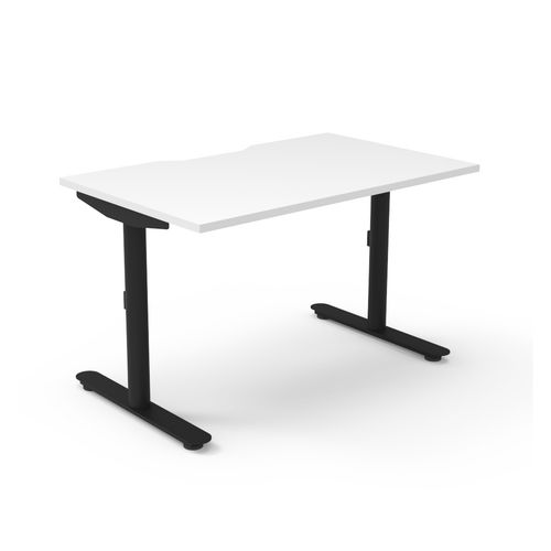 Halo Static Single Sided Workstation 1200W Black Frame Natural White Scallop Top