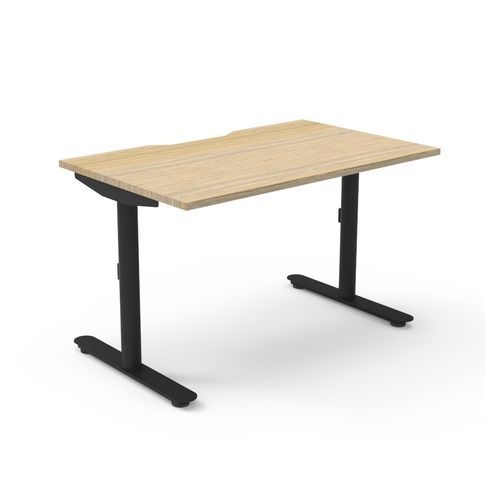 Halo Static Single Sided Workstation 1200W Black Frame Natural Oak Scallop Top