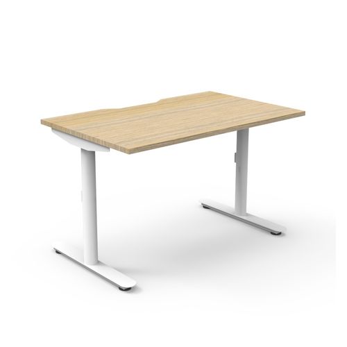 Halo Static Single Sided Workstation 1200W White Frame Natural Oak Scallop Top