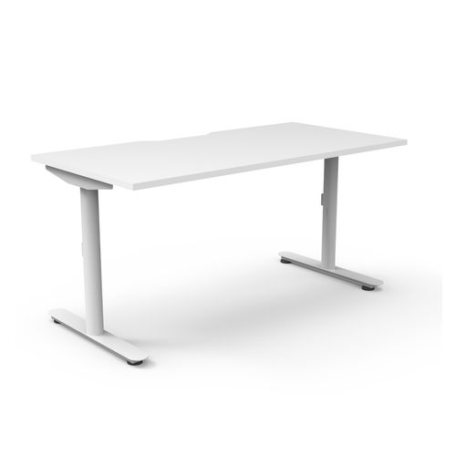 Halo Static Single Sided Workstation 1500W White Frame Natural White Scallop Top