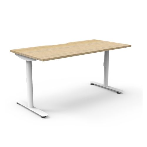 Halo Static Single Sided Workstation 1500W White Frame Natural Oak Scallop Top