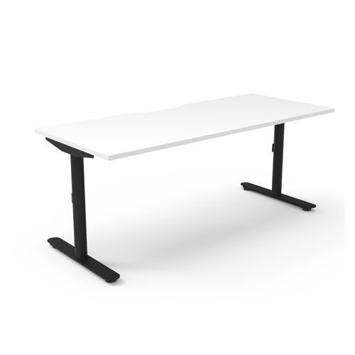 Halo Static Single Sided Workstation 1800W Black Frame Natural White Scallop Top