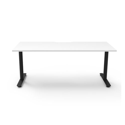 Halo Static Single Sided Workstation 1800W Black Frame Natural White Scallop Top