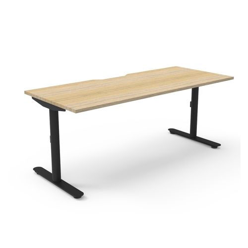 Halo Static Single Sided Workstation 1800W Black Frame Natural Oak Scallop Top