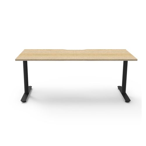 Halo Static Single Sided Workstation 1800W Black Frame Natural Oak Scallop Top