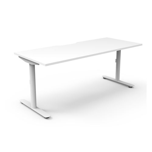 Halo Static Single Sided Workstation 1800W White Frame Natural White Scallop Top