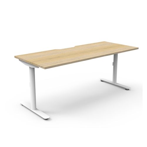 Halo Static Single Sided Workstation 1800W White Frame Natural Oak Scallop Top