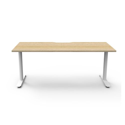 Halo Static Single Sided Workstation 1800W White Frame Natural Oak Scallop Top