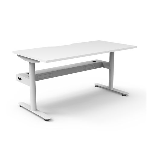 Halo Static Single Sided Workstation with Cable Tray 1500W White Frame Natural White Scallop Top