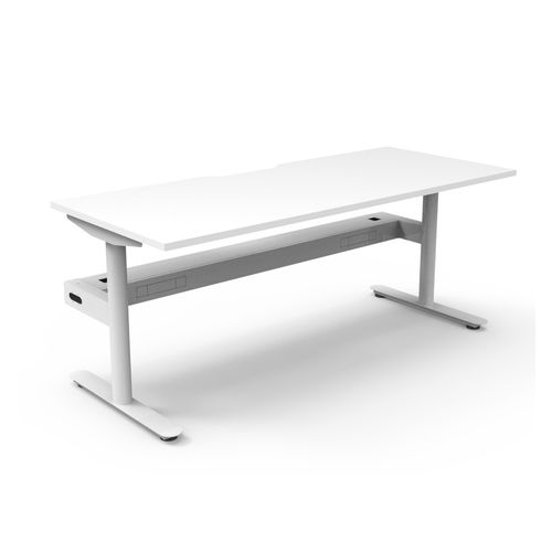Halo Static Single Sided Workstation with Cable Tray 1800W White Frame Natural White Scallop Top