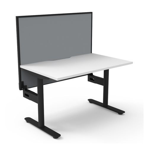 Halo Static Single Sided Workstation with Black/Grey Screen 1200W Black Frame Natural White Scallop Top