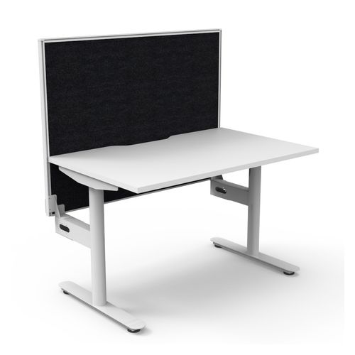 Halo Static Single Sided Workstation with White/Black Screen 1200W White Frame Natural White Scallop Top