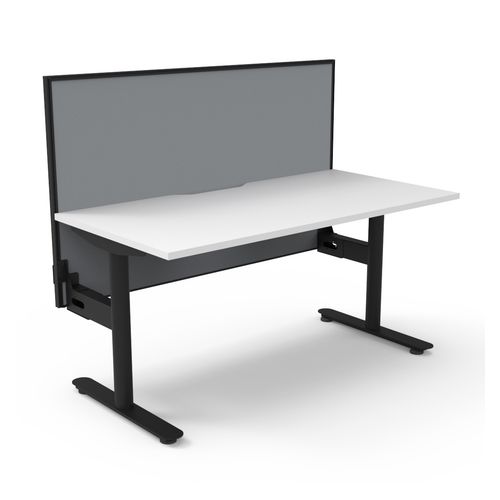 Halo Static Single Sided Workstation with Black/Grey Screen 1500W Black Frame Natural White Scallop Top