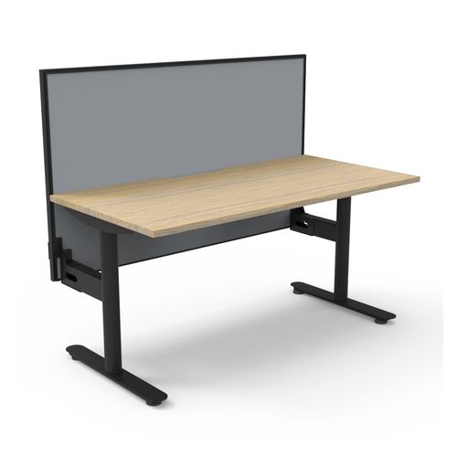 Halo Static Single Sided Workstation with Black/Grey Screen 1500W Black Frame Natural Oak Scallop Top