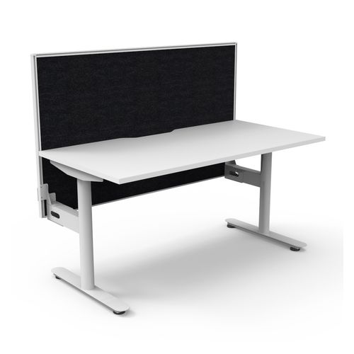 Halo Static Single Sided Workstation with White/Black Screen 1500W White Frame Natural White Scallop Top