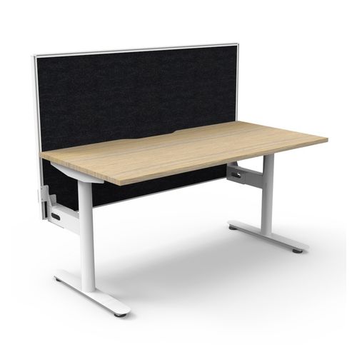 Halo Static Single Sided Workstation with White/Black Screen 1500W White Frame Natural Oak Scallop Top