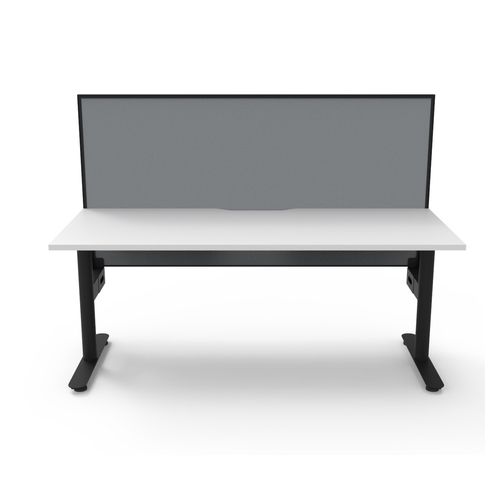 Halo Static Single Sided Workstation with Black/Grey Screen 1800W Black Frame Natural White Scallop Top