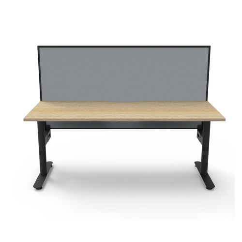 Halo Static Single Sided Workstation with Black/Grey Screen 1800W Black Frame Natural Oak Scallop Top