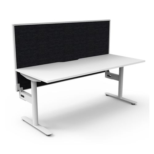 Halo Static Single Sided Workstation with White/Black Screen 1800W White Frame Natural White Scallop Top