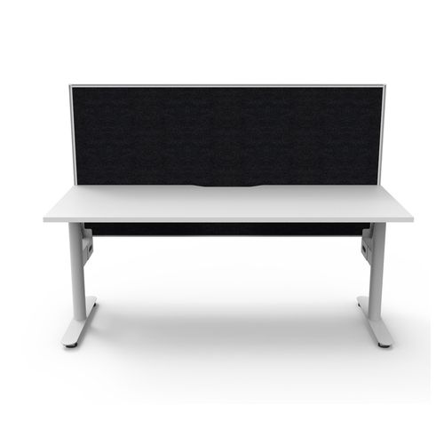 Halo Static Single Sided Workstation with White/Black Screen 1800W White Frame Natural White Scallop Top