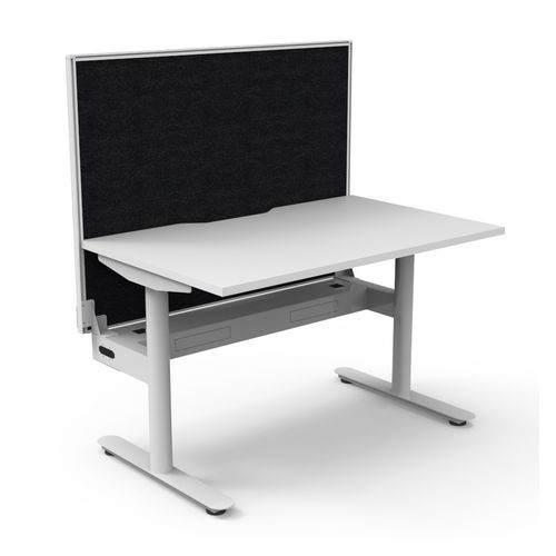 Halo Static Single Sided Workstation with White/Black Screen and Cable Tray 1200W White Frame Natural White Scallop Top