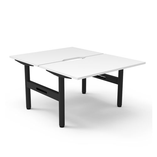Halo Static Back to Back Workstation 1200W Black Frame Natural White Scallop Top