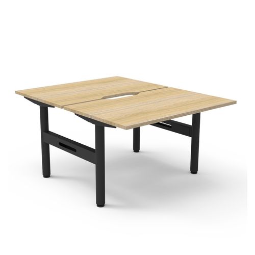 Halo Static Back to Back Workstation 1200W Black Frame Natural Oak Scallop Top