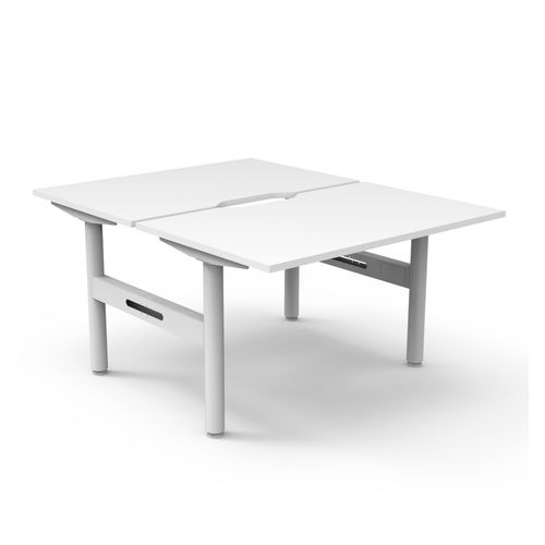 Halo Static Back to Back Workstation 1200W White Frame Natural White Scallop Top