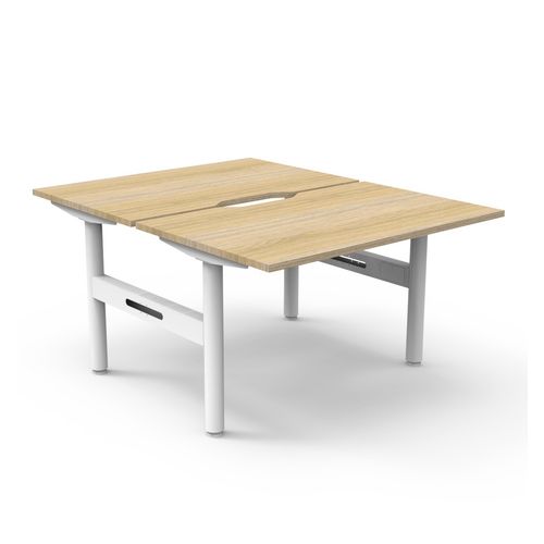 Halo Static Back to Back Workstation 1200W White Frame Natural Oak Scallop Top