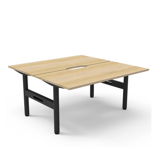 Halo Static Back to Back Workstation 1500W Black Frame Natural Oak Scallop Top
