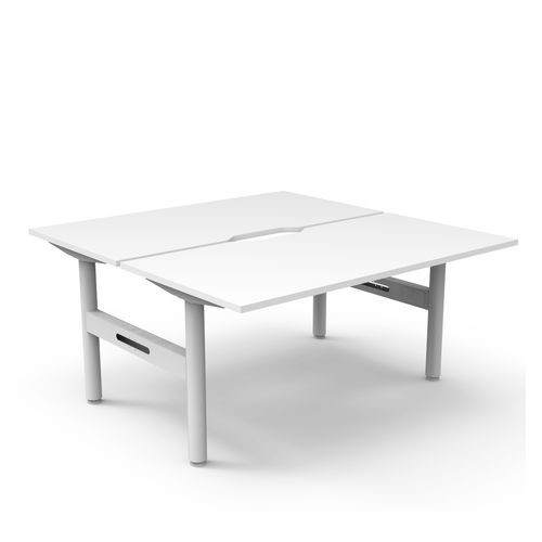 Halo Static Back to Back Workstation 1500W White Frame Natural White Scallop Top