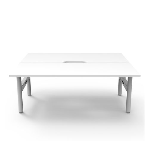 Halo Static Back to Back Workstation 1800W White Frame Natural White Scallop Top